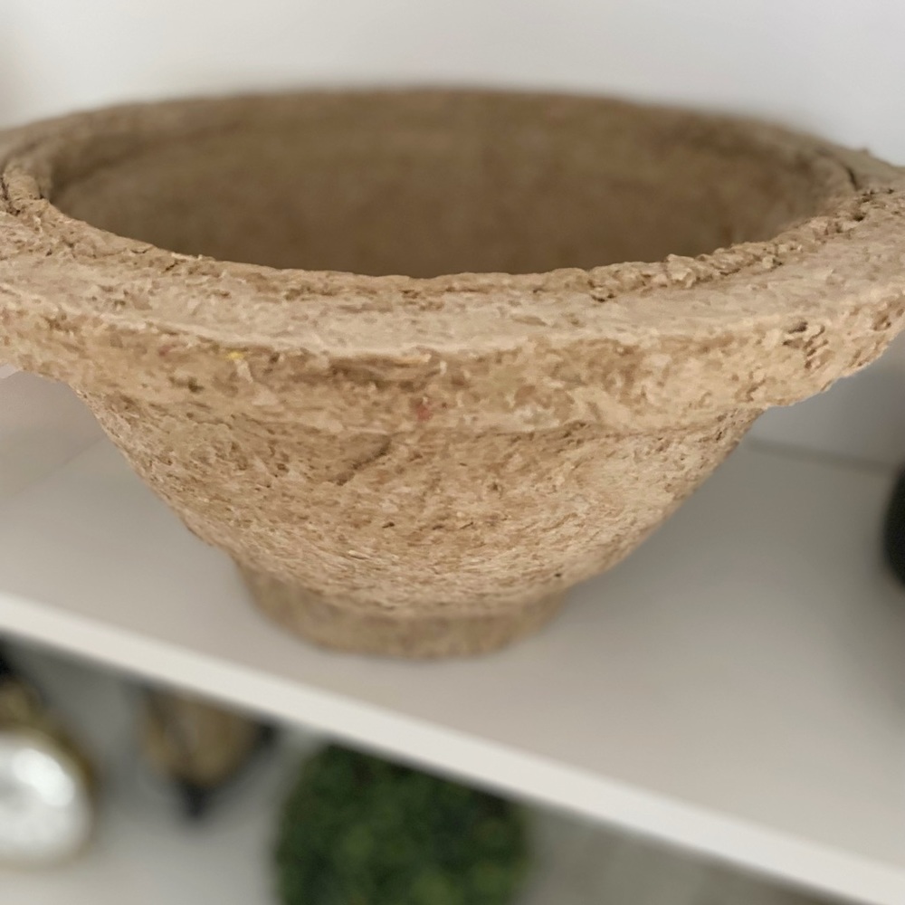 Home Decor Papier Maché Bowl Centerpiece, Large Chalk White color available.